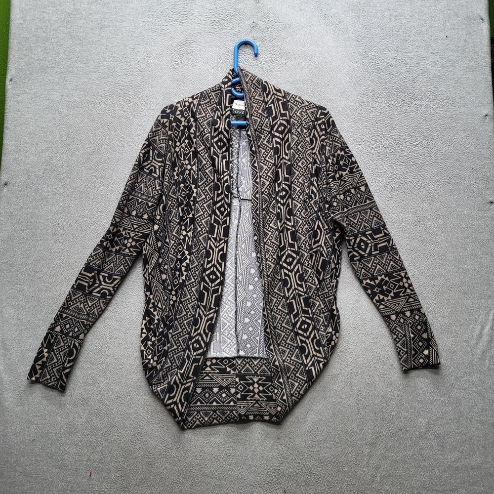 Love Women Sweater M Black Geometric Aztec Cardigan Open
